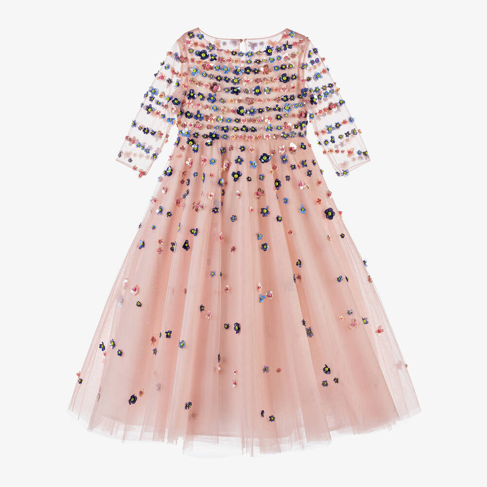 Elie Saab - Girls Pink Tulle Sequin Dress | Childrensalon