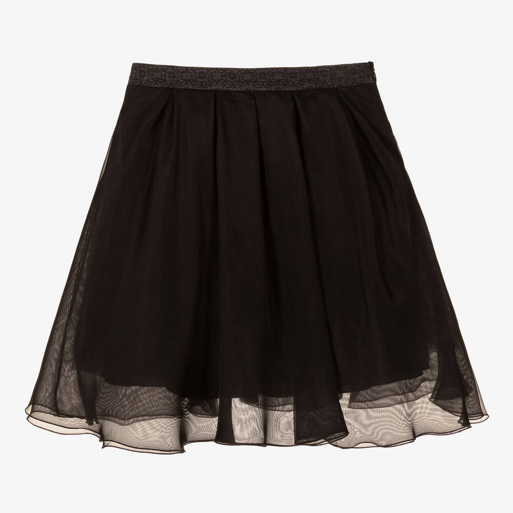 Elie Saab Teen Girls Black Silk Organza Skirt