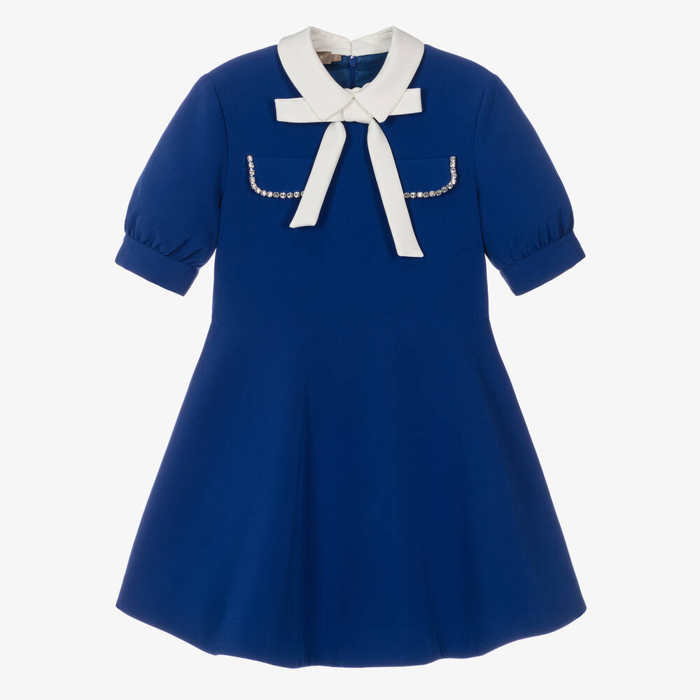 Elie Saab - Teen Girls Blue Crêpe Twill Dress | Childrensalon