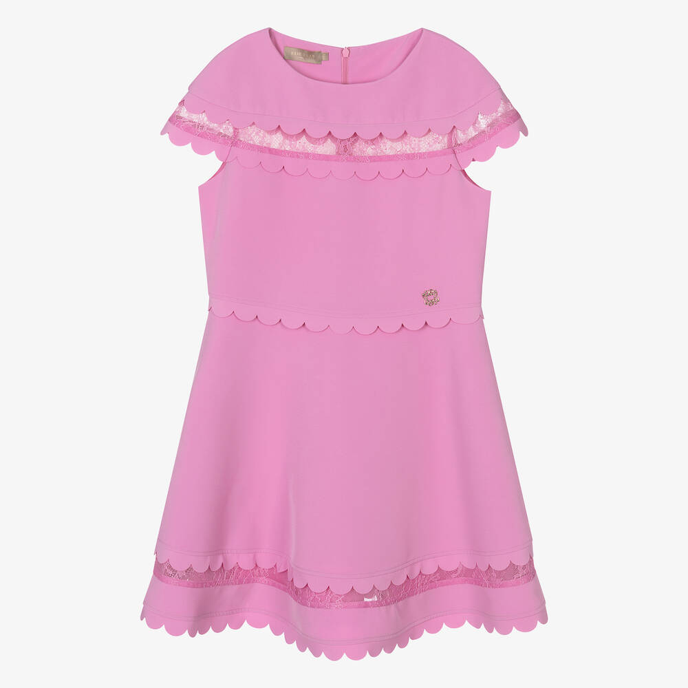 Elie Saab Teen Girls Pink Scalloped Crêpe Dress
