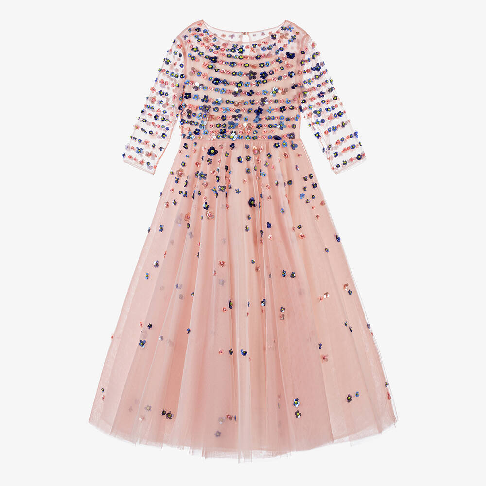 Elie Saab - Teen Girls Pink Tulle Sequin Dress | Childrensalon