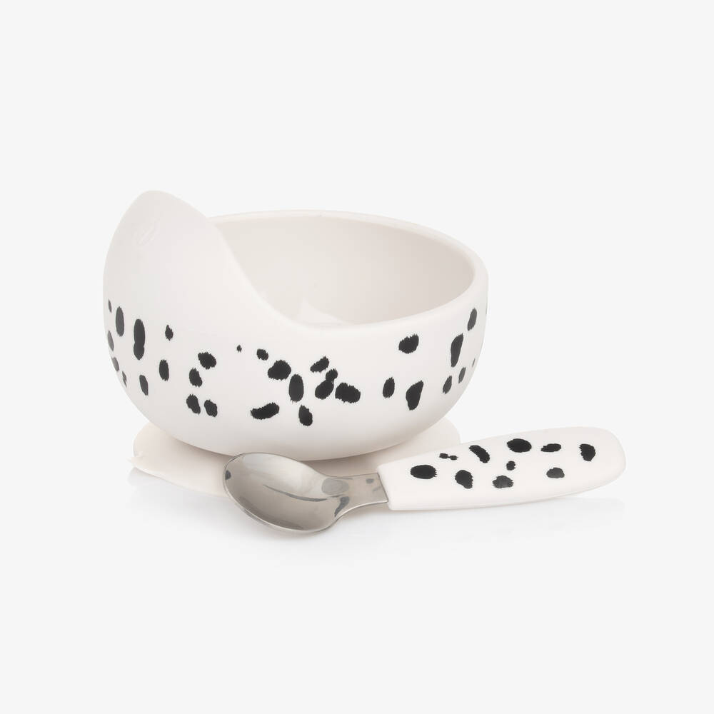 Elodie - Dalmatian Print Feeding Bowl & Spoon Set | Childrensalon