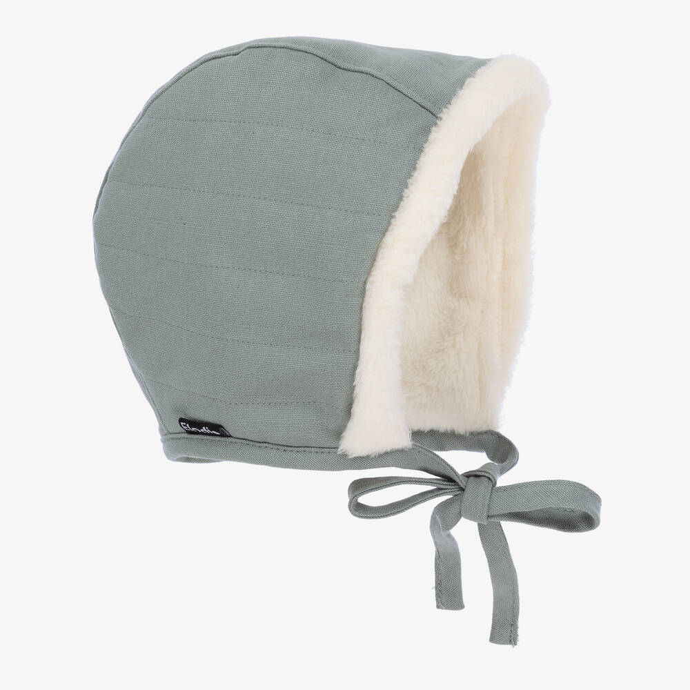 Elodie - Green Faux Shearling Winter Bonnet | Childrensalon