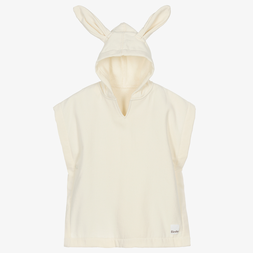 Elodie - Ivory Hooded Towelling Poncho | Childrensalon