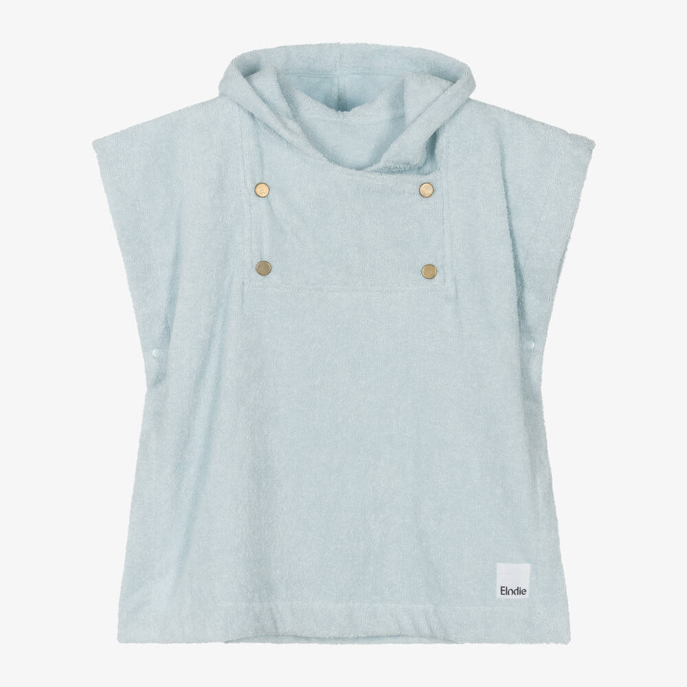 Elodie - Pale Blue Hooded Cotton Poncho Towel | Childrensalon