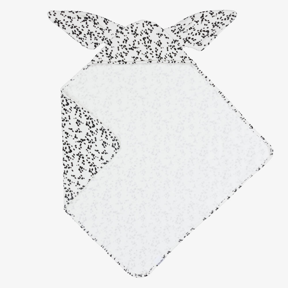 Elodie - White Cotton Hooded Spotty Dalmation Towel | Childrensalon