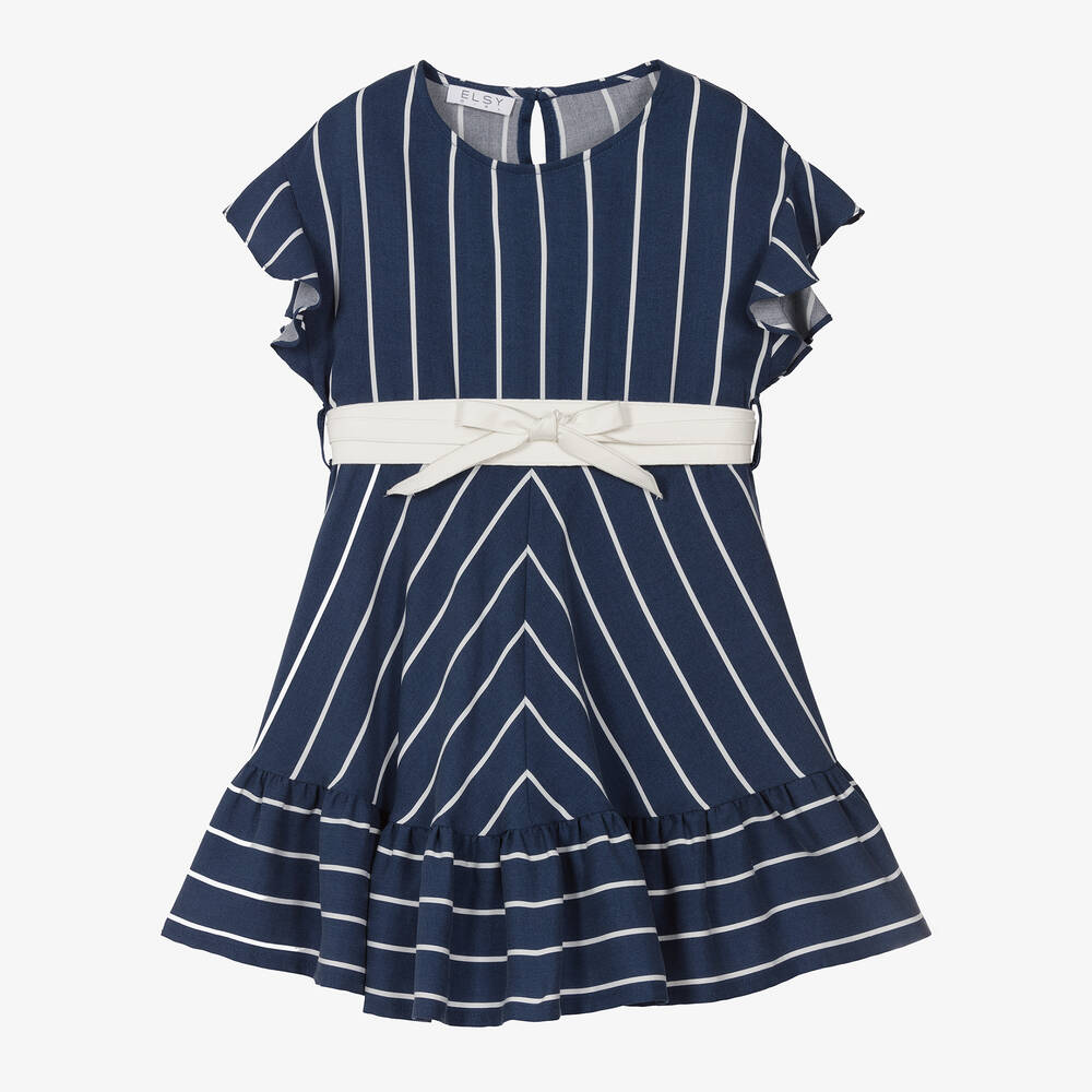 Elsy Kids' Girls Blue Striped Lyocell Dress