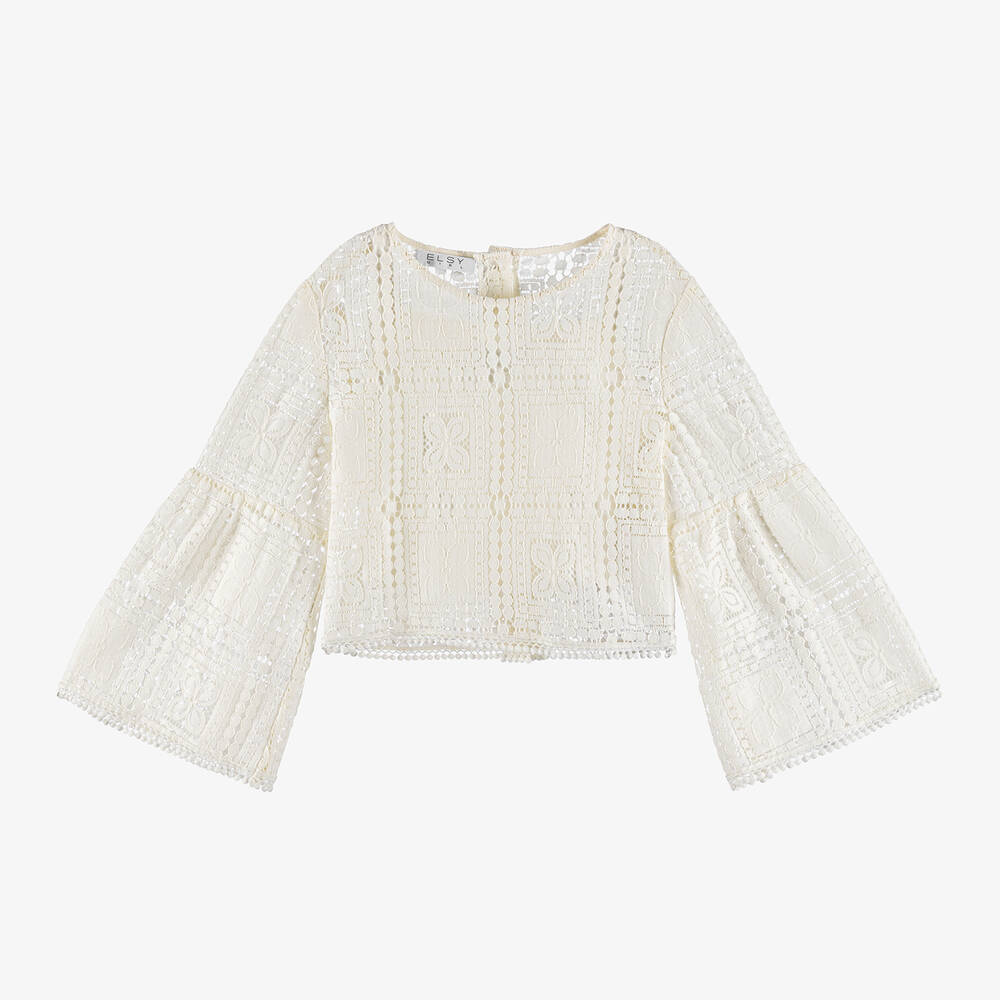 Shop Elsy Girls Ivory Guipure Lace 2-in-1 Blouse