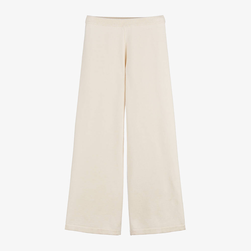 Elsy - Girls Ivory Knitted Trousers | Childrensalon
