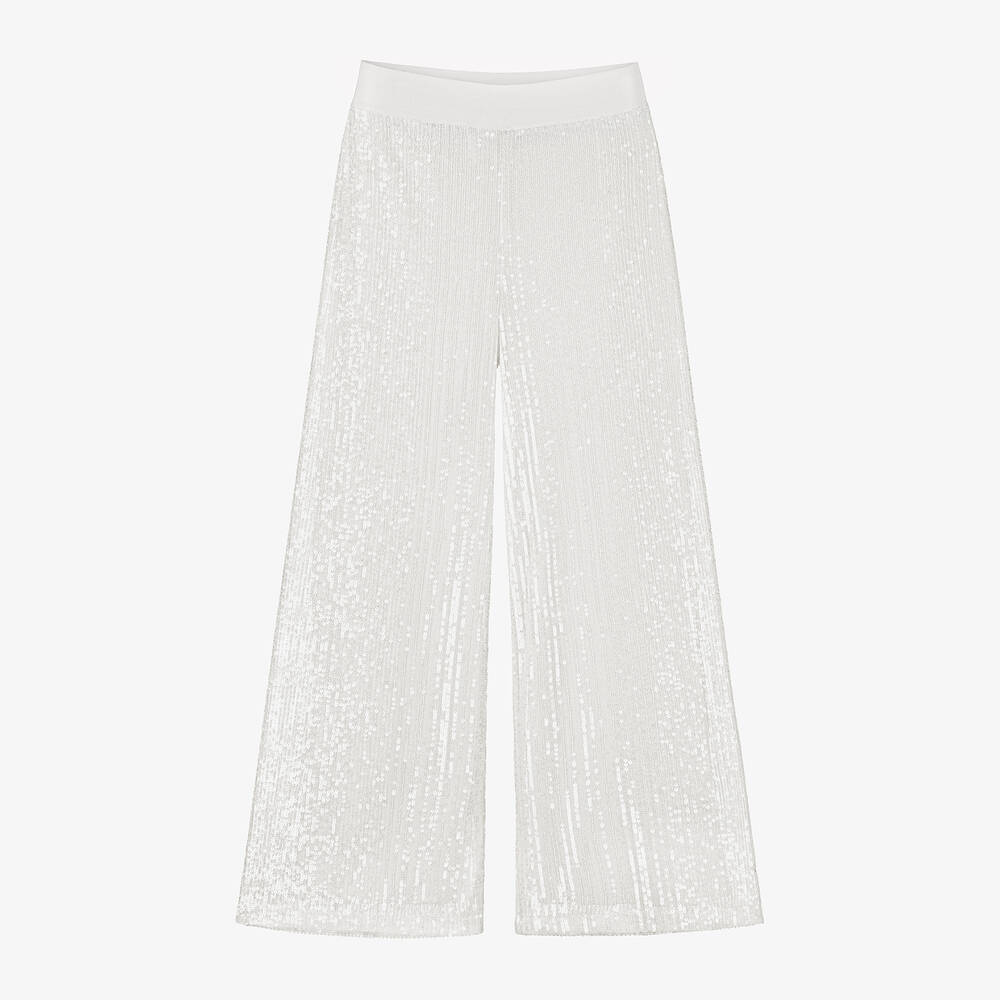 Couture By Elsy Kids'  Girls Ivory Sequinned Mesh Trousers