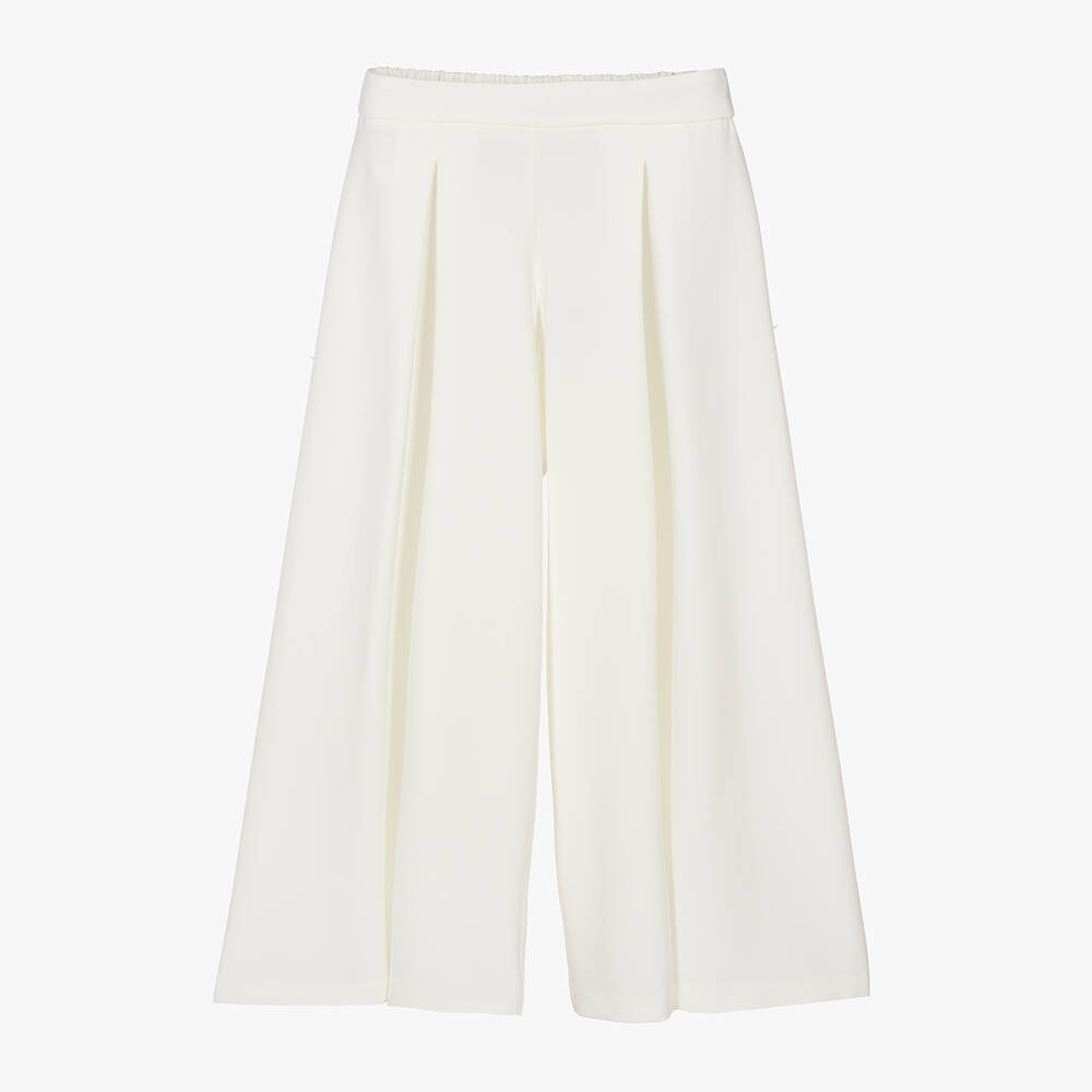 Couture By Elsy Kids'  Girls Ivory Wide-leg Crêpe Trousers