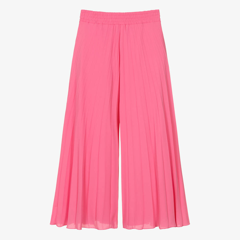 Elsy - Girls Pink Pleated Chiffon Trousers | Childrensalon