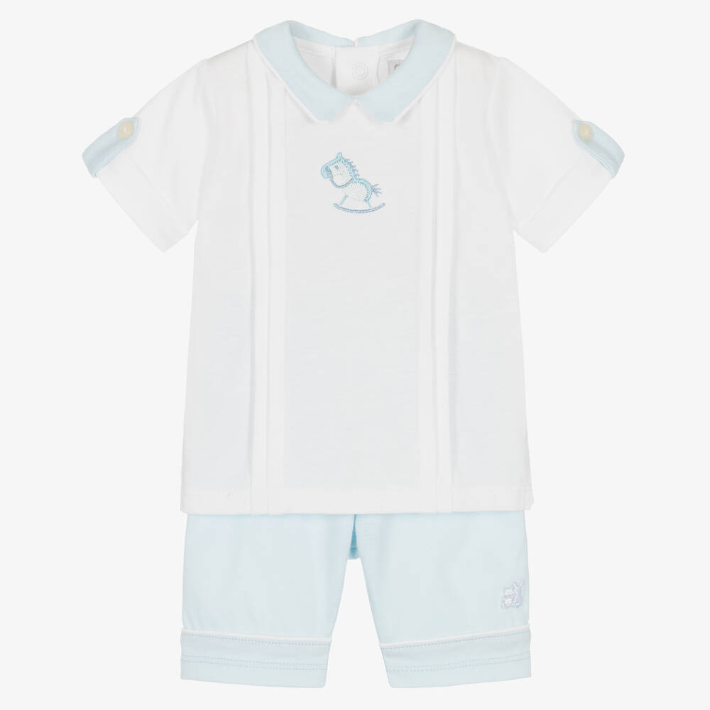 Emile et Rose - Baby Boys Blue Cotton Shorts Set | Childrensalon
