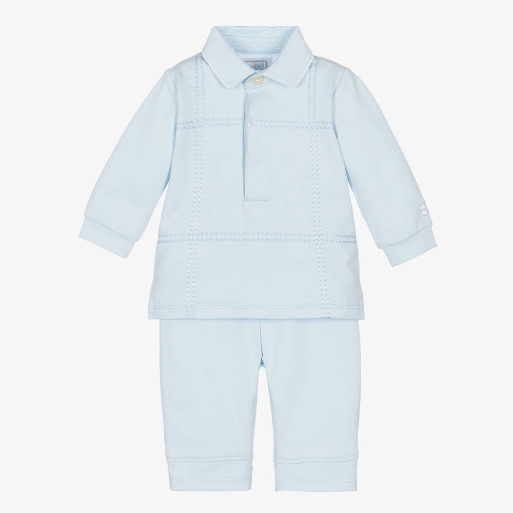 Emile et Rose - Baby Boys Blue Cotton Trouser Set | Childrensalon