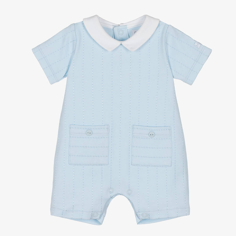 Emile et Rose - Baby Boys Blue Embroidered Cotton Shortie | Childrensalon