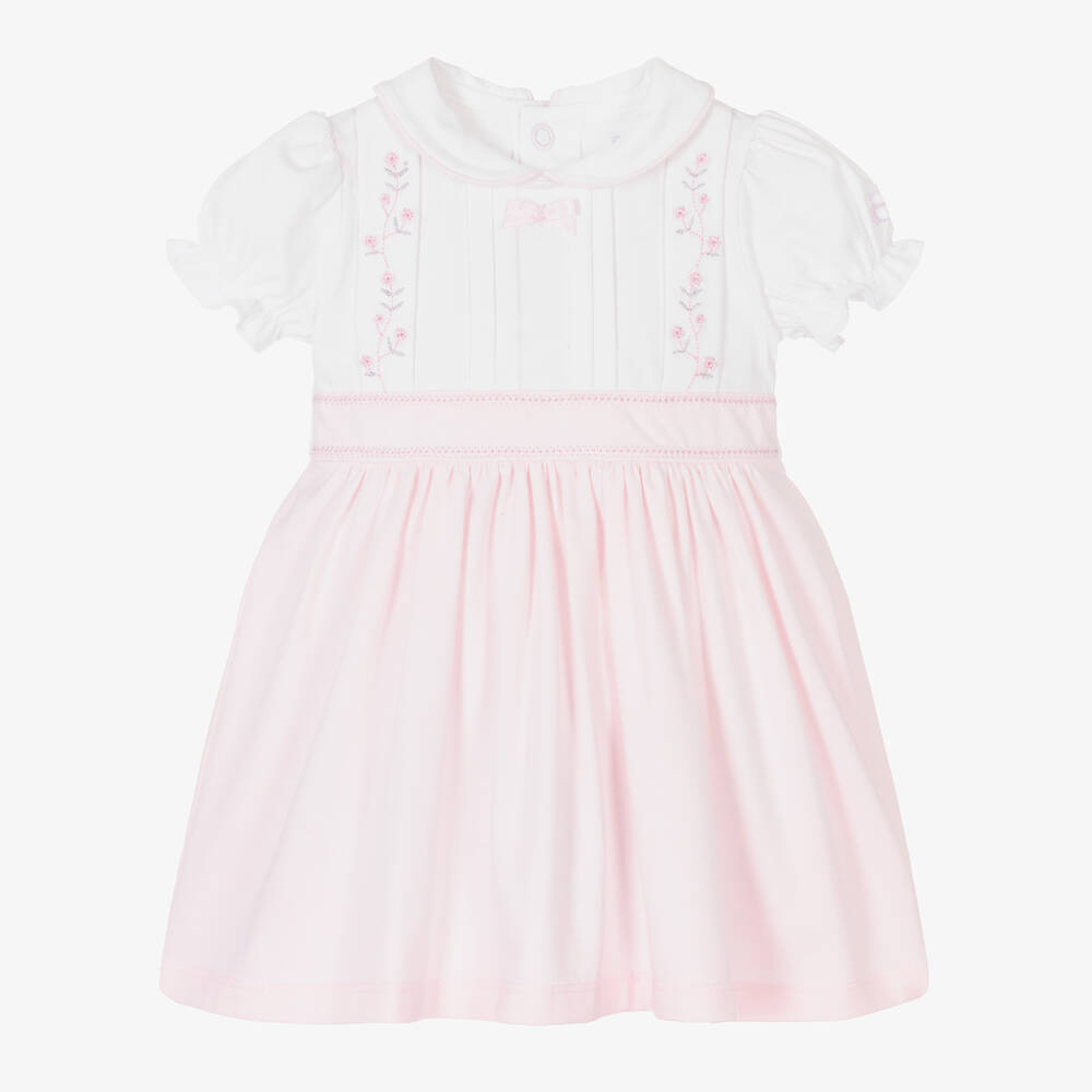 Shop Emile Et Rose Baby Girls Ivory & Pink Cotton Dress