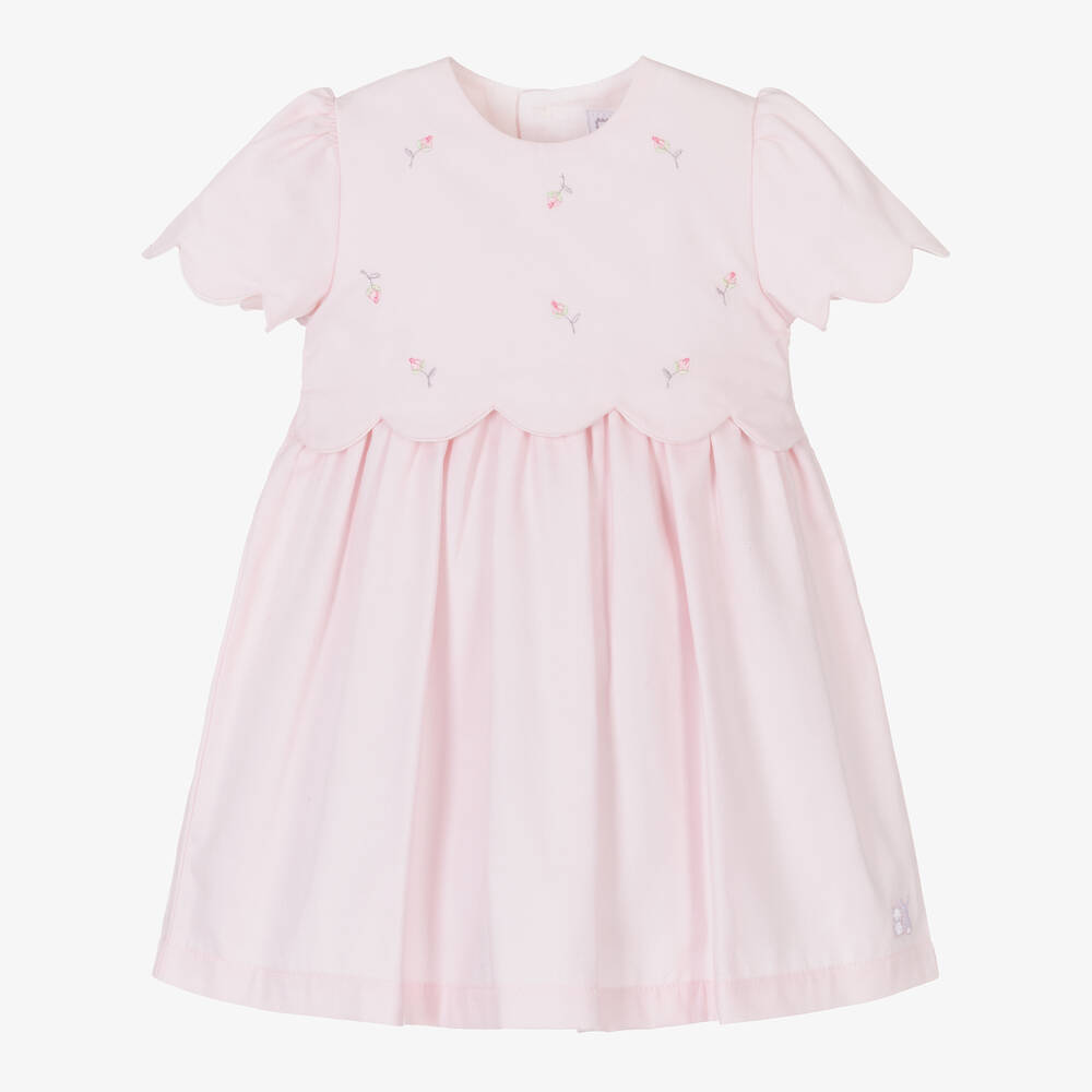 Emile et Rose - Baby Girls Pink Cotton Embroidered Dress | Childrensalon