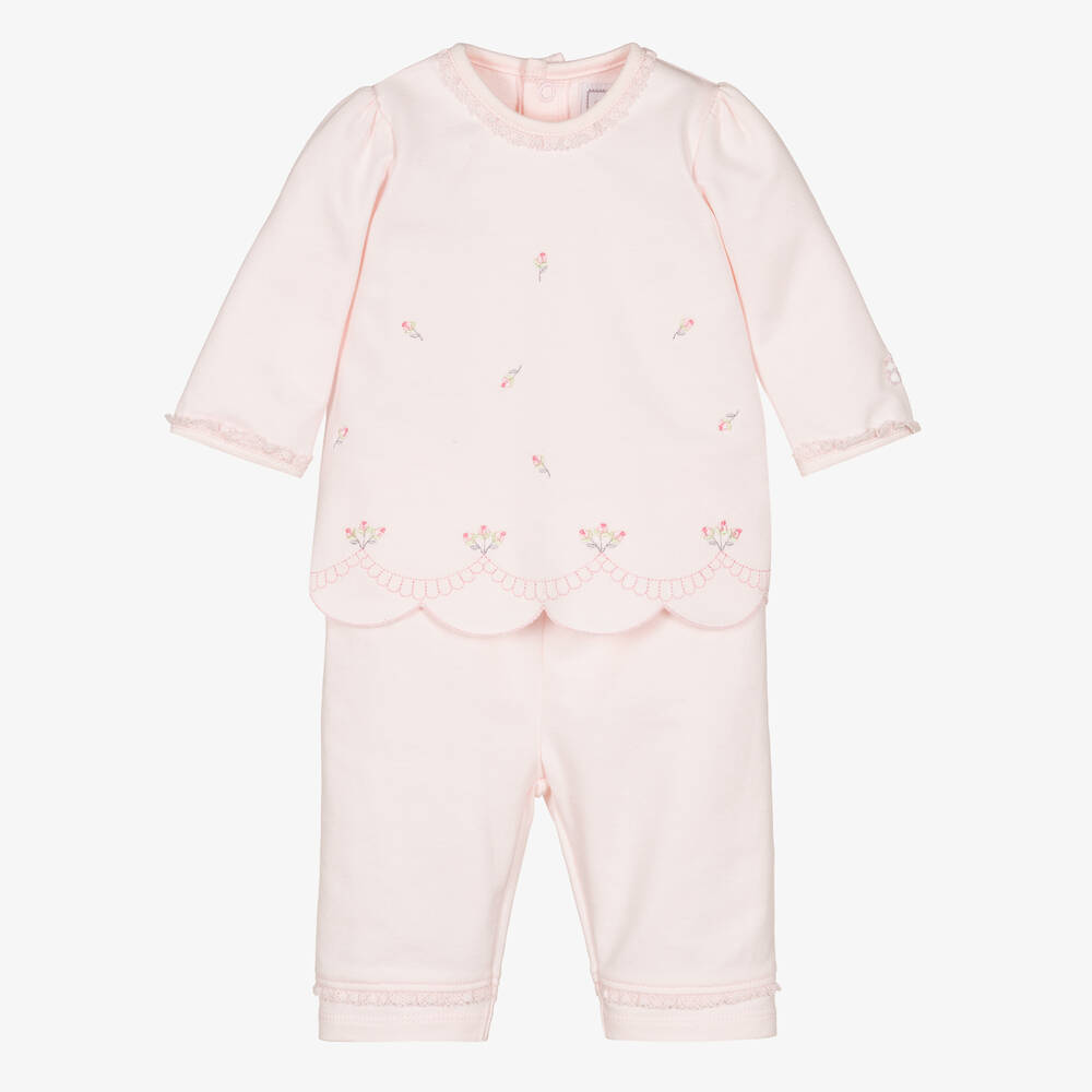 Emile Et Rose Baby Girls Pink Cotton Floral Trousers Set