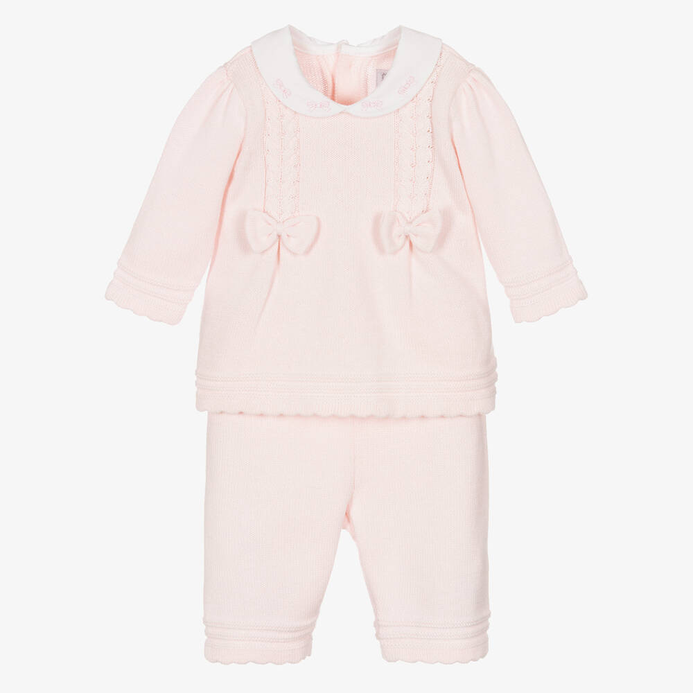 Emile Et Rose Baby Girls Pink Cotton Knit Trousers Set