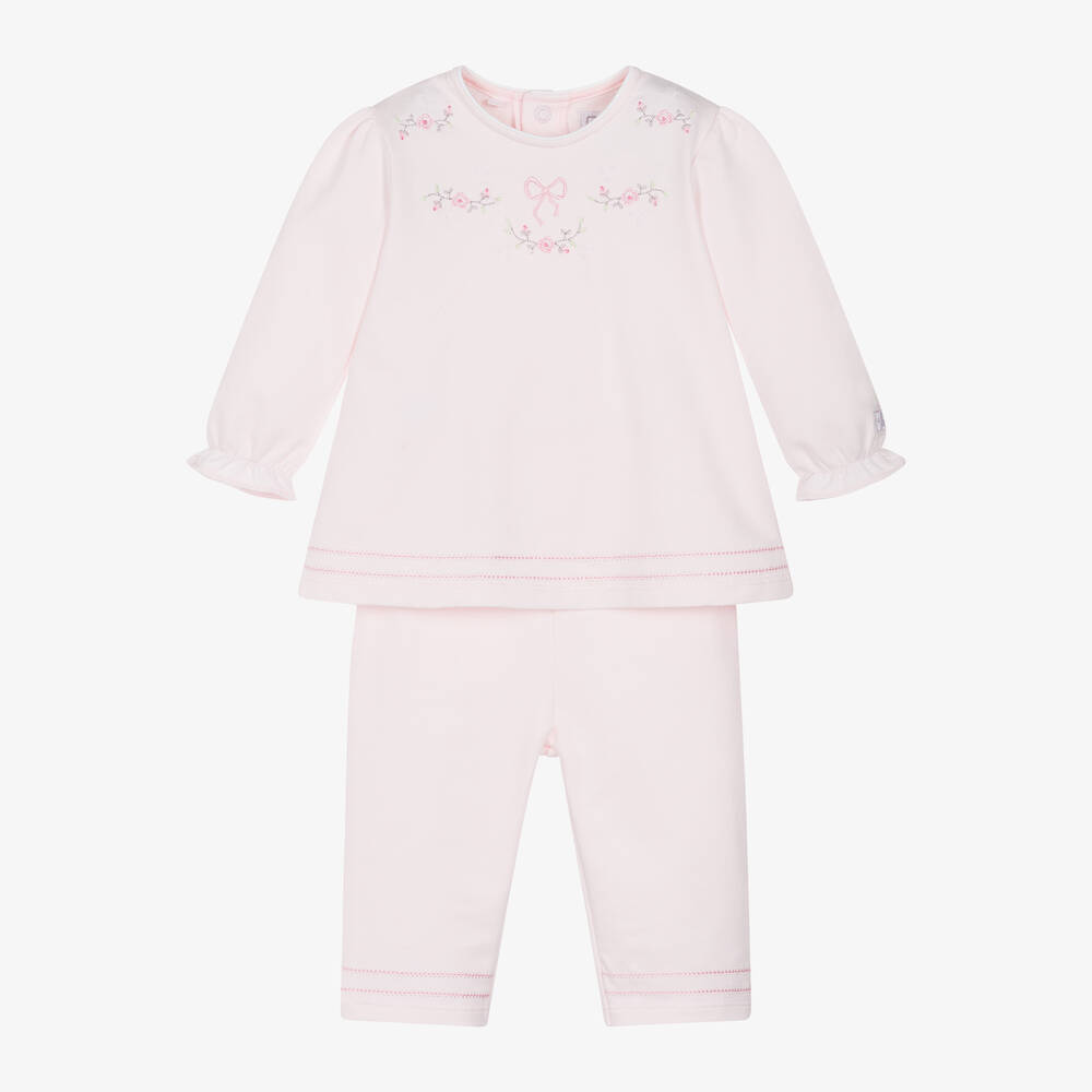 Emile et Rose - Baby Girls Pink Cotton Trouser Set | Childrensalon