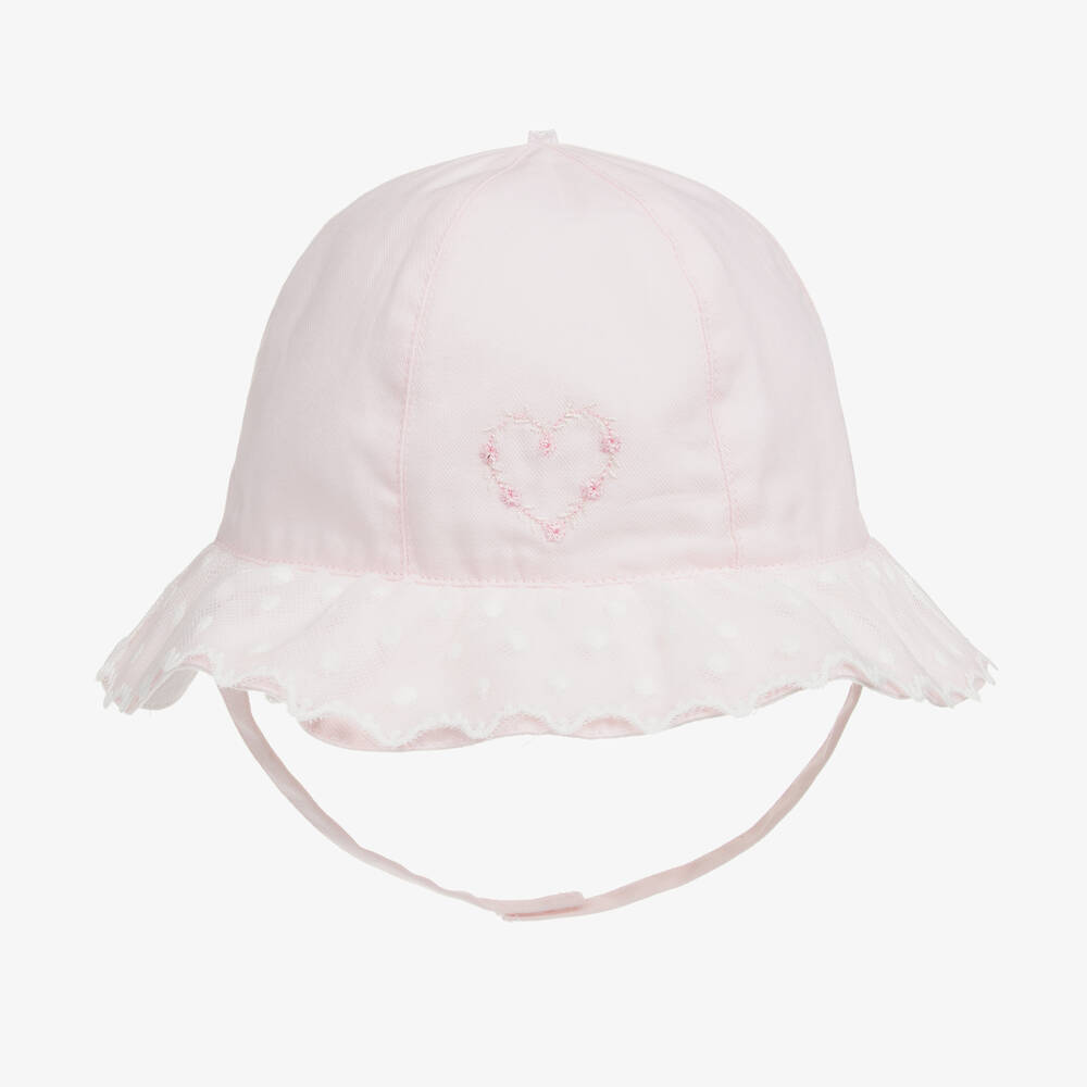 Emile et Rose - Baby Girls Pink Cotton & Tulle Sun Hat | Childrensalon