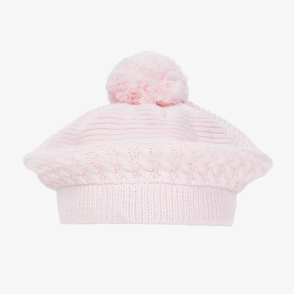 Emile et Rose - Baby Girls Pink Knitted Cotton Beret | Childrensalon