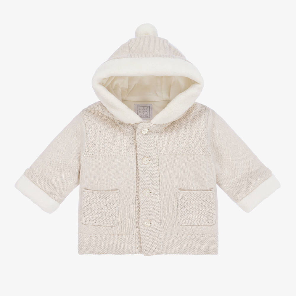 Emile et Rose - Beige Knitted Baby Pram Coat | Childrensalon