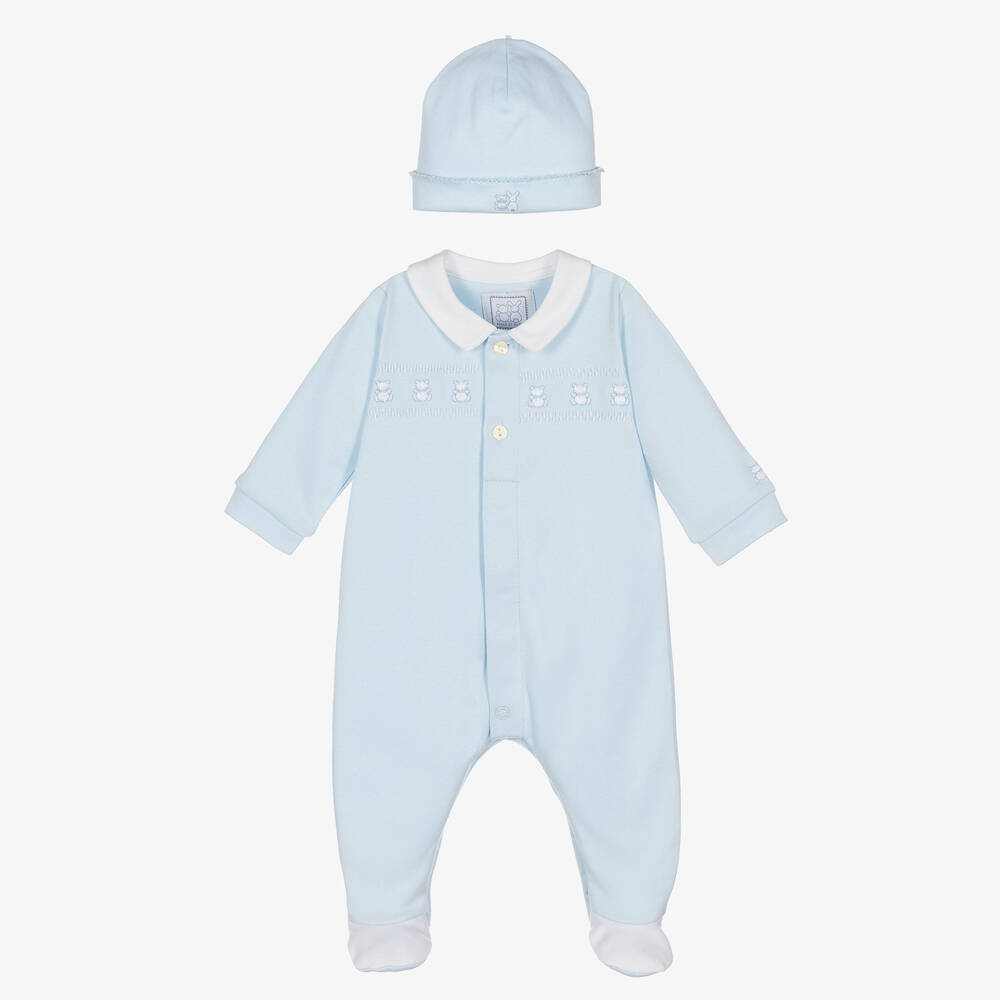 Emile et Rose - Boys Blue Cotton Babysuit Set | Childrensalon