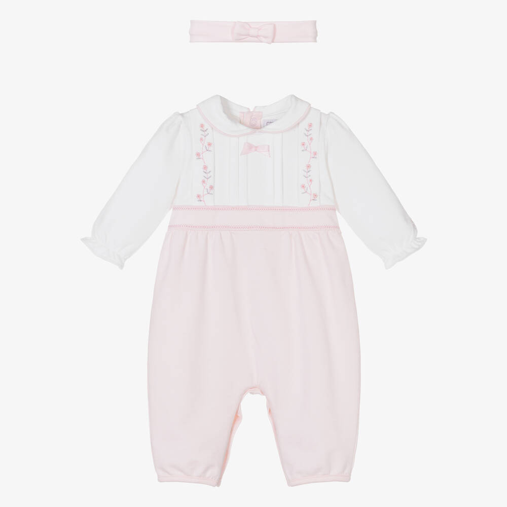 Shop Emile Et Rose Girls Pink Cotton Babysuit Set