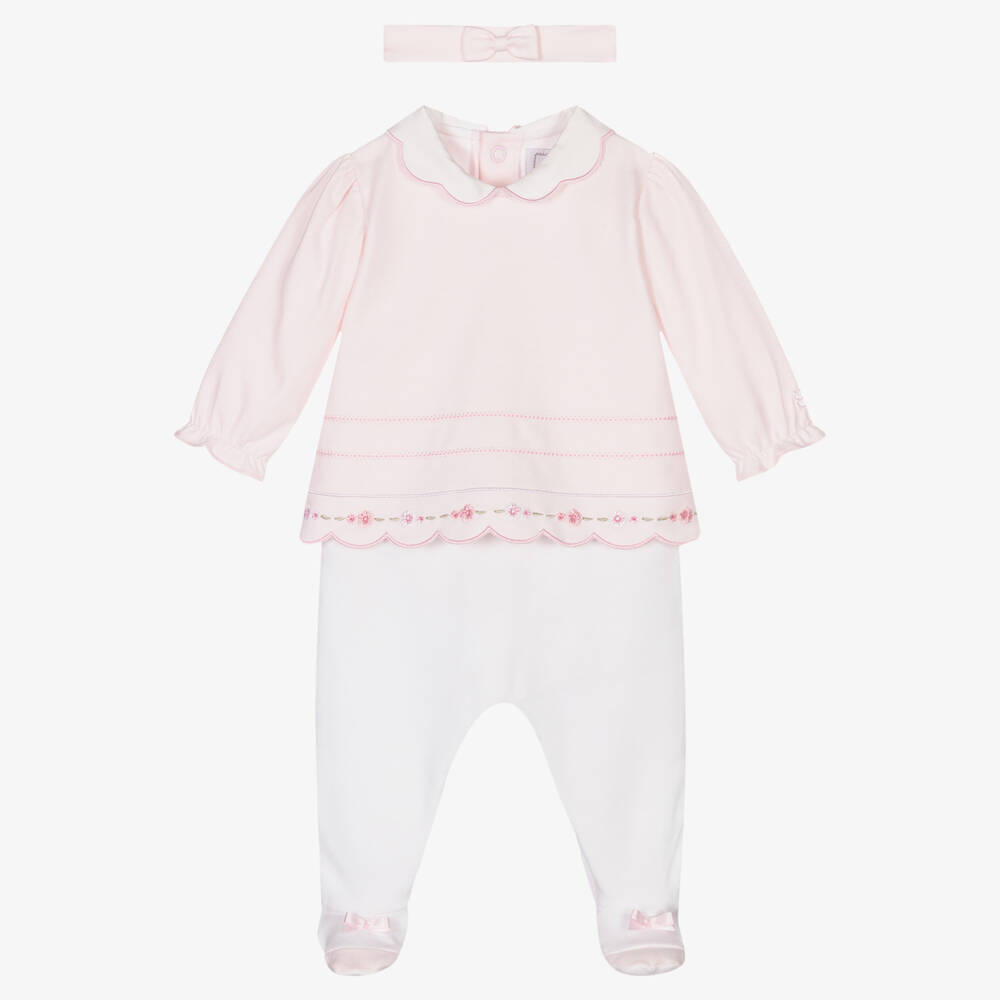Emile et Rose - Girls Pink Cotton Babysuit Set | Childrensalon
