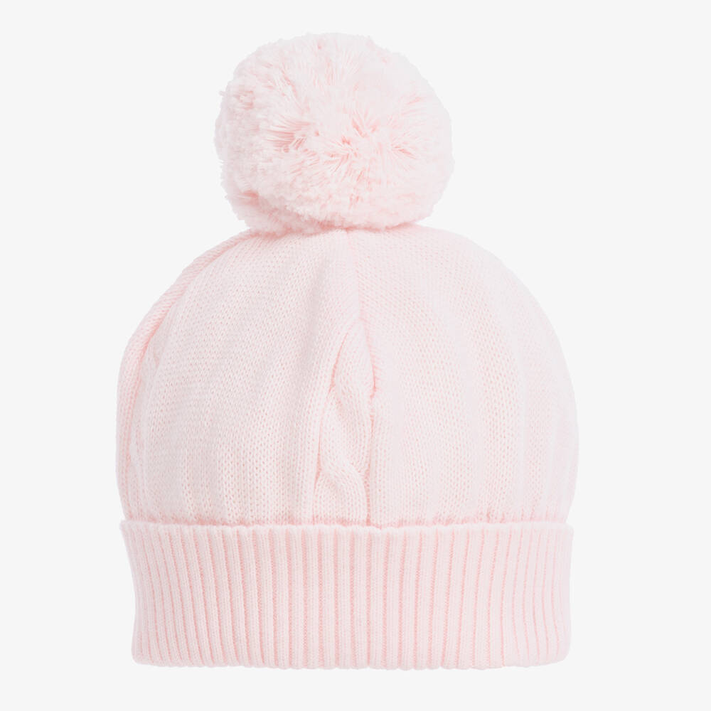 Emile et Rose - قبعة بوم-بوم قطن محبوك لون زهري للمولودات | Childrensalon