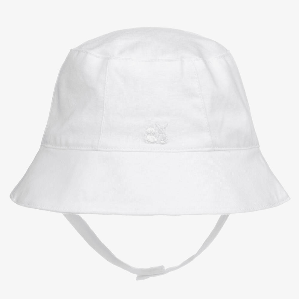 Shop Emile Et Rose White Cotton Baby Sun Hat