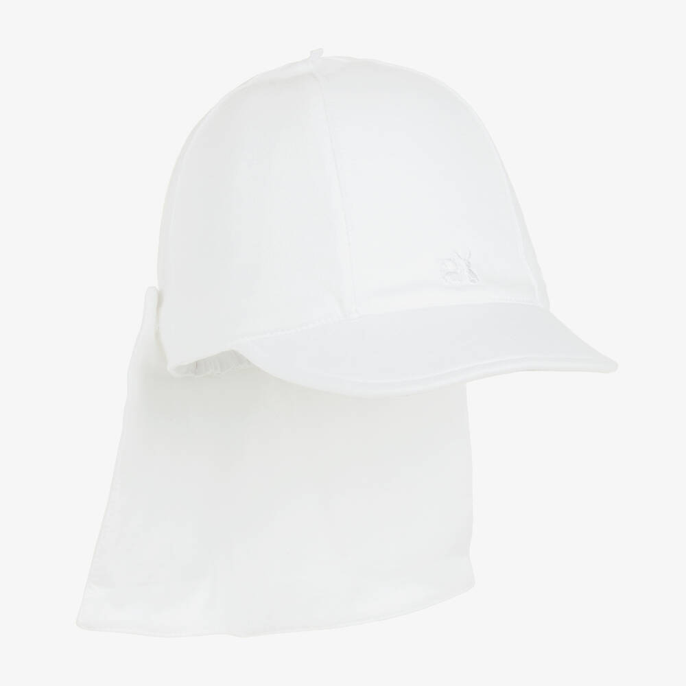 Emile et Rose - White Cotton Jersey Baby Sun Hat | Childrensalon