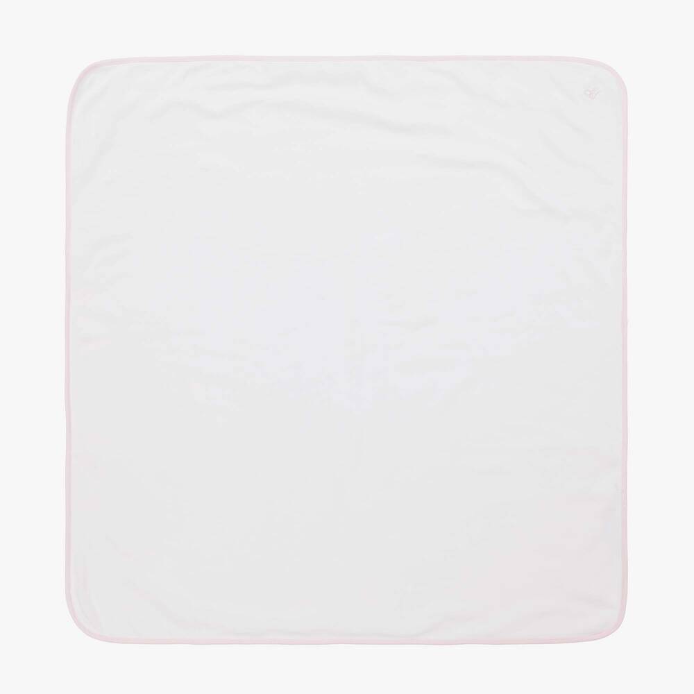 Emile et Rose - White & Pink Cotton Blanket (73cm) | Childrensalon