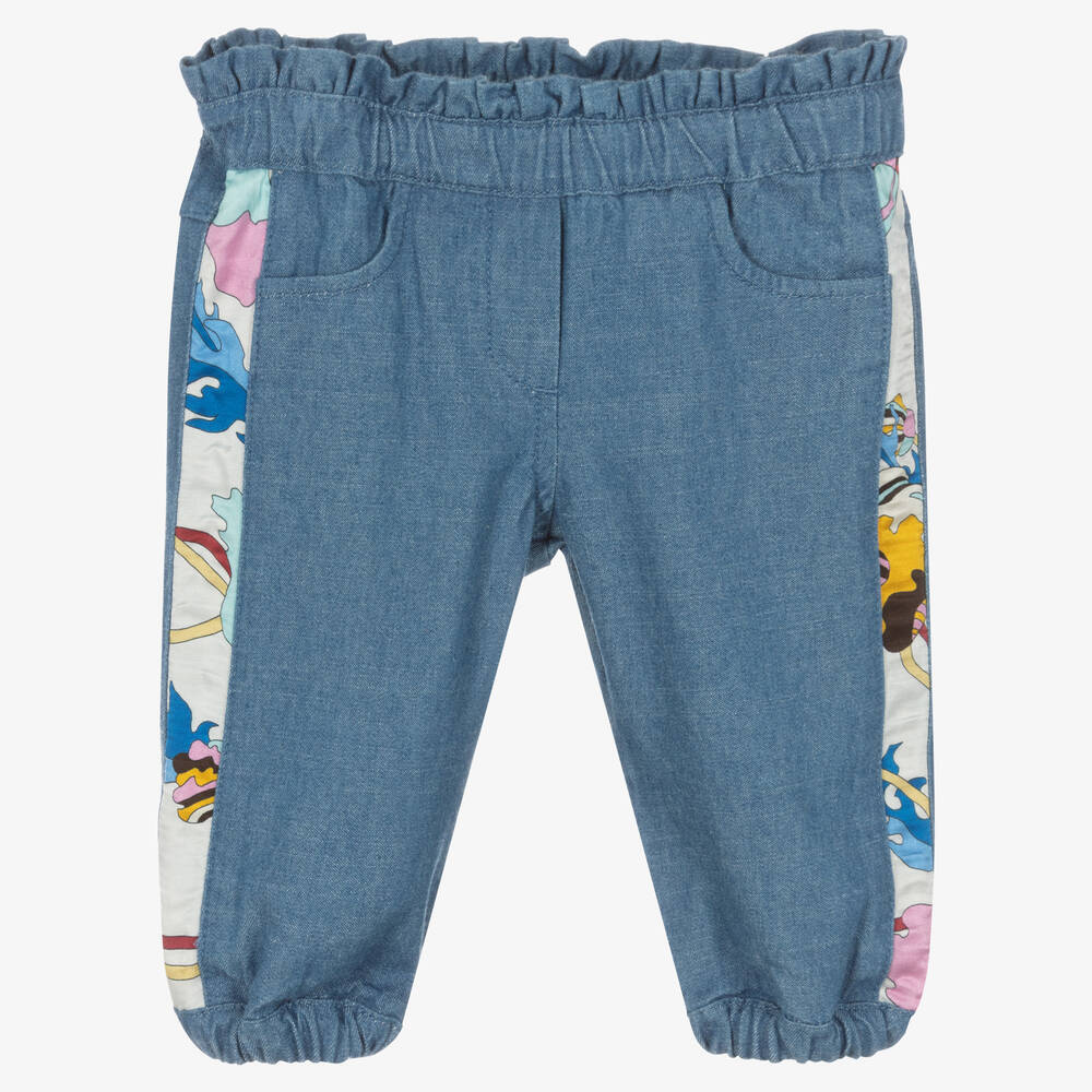 Pucci Baby Girls Ranuncoli Trousers In Blue