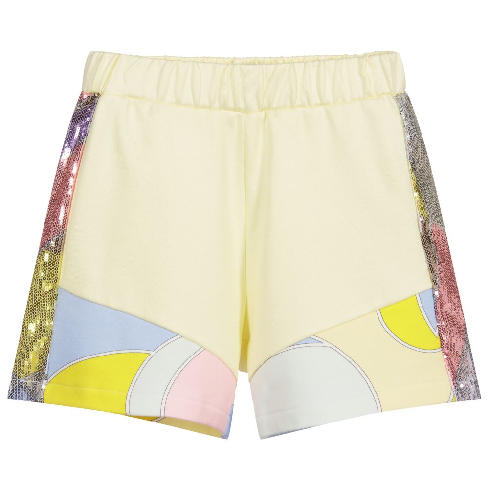 Pucci Girls Teen Yellow Jersey Shorts In Multi
