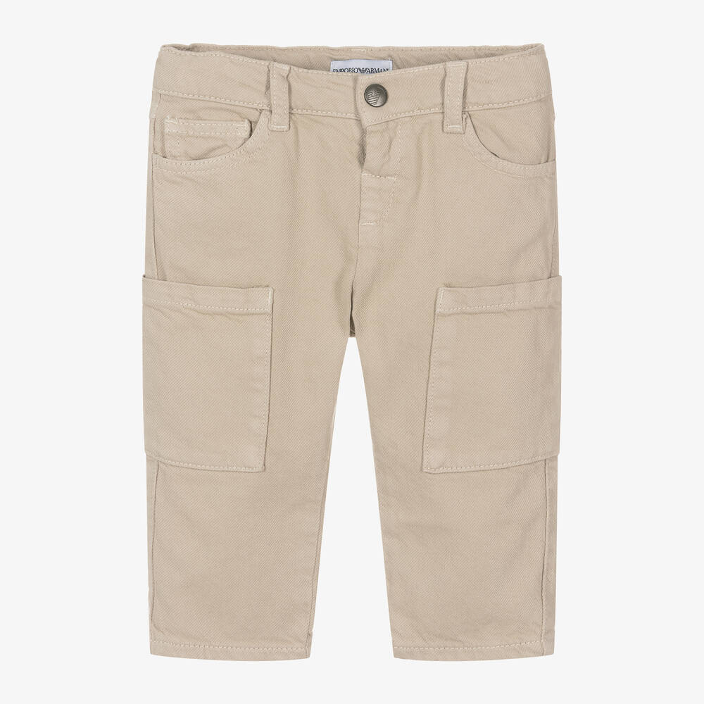 Emporio Armani - Boys Brown Organic Cotton Cargo Trousers | Childrensalon  Outlet