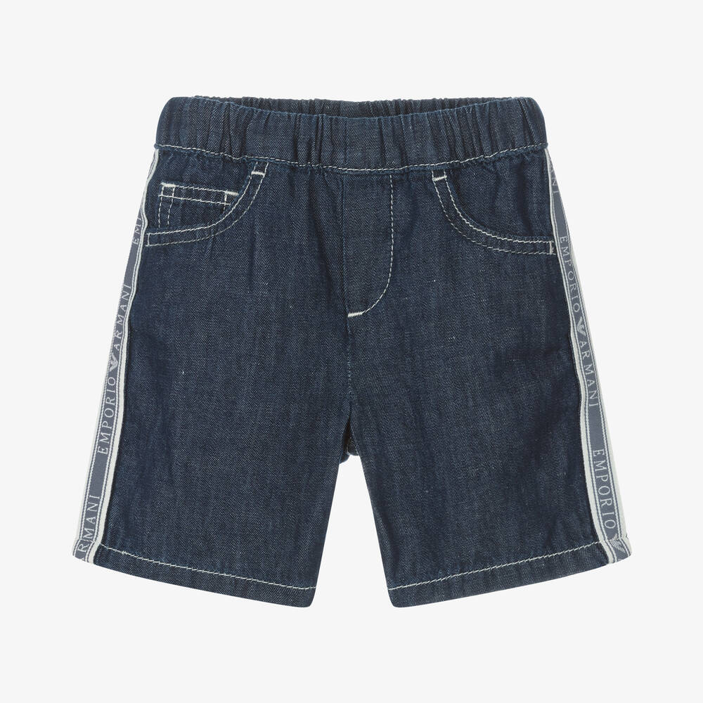 Emporio Armani - Blaues Baumwoll- & Leinen-Shorts Set für männliche Babys | Childrensalon