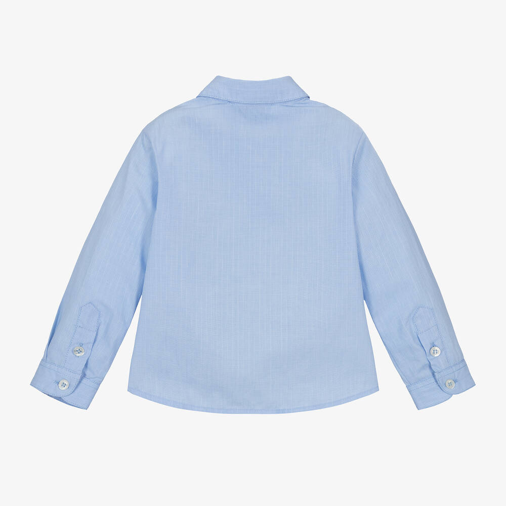 Emporio Armani Kids cotton shirt and dungaree set - Blue