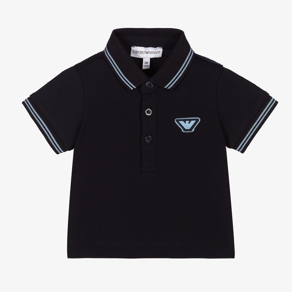 Emporio Armani - Baby Boys Blue Logo Polo Shirt | Childrensalon