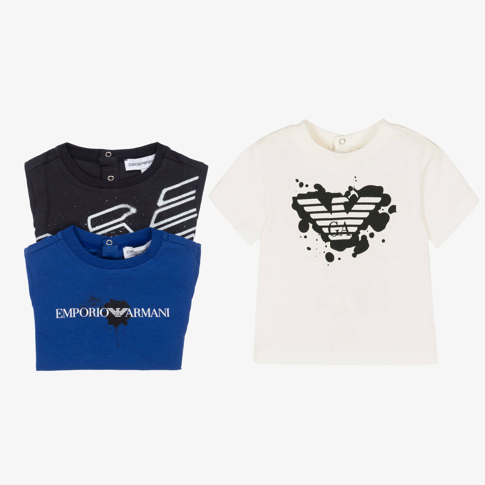 Emporio Armani - Baby Boys Cotton T-Shirts (3 Pack) | Childrensalon