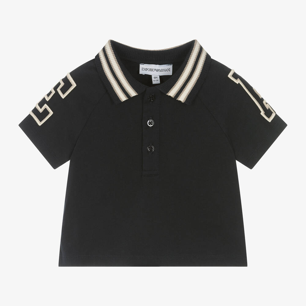 Emporio Armani - Baby Boys Navy Blue Cotton EA Polo Shirt | Childrensalon