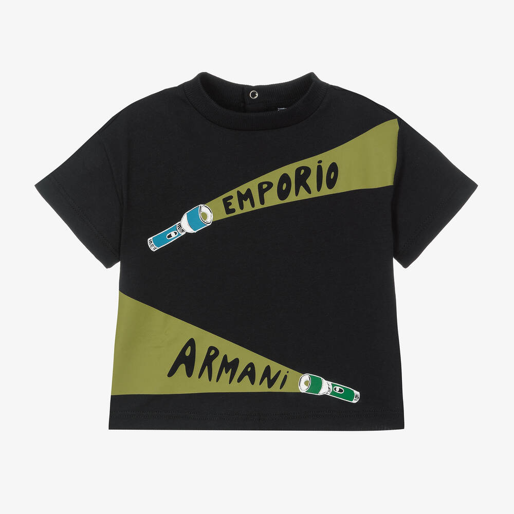 Shop Emporio Armani Baby Boys Navy Blue Cotton Torch T-shirt