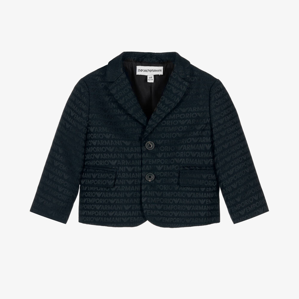 Emporio Armani - Baby Boys Navy Blue Jacquard Blazer | Childrensalon