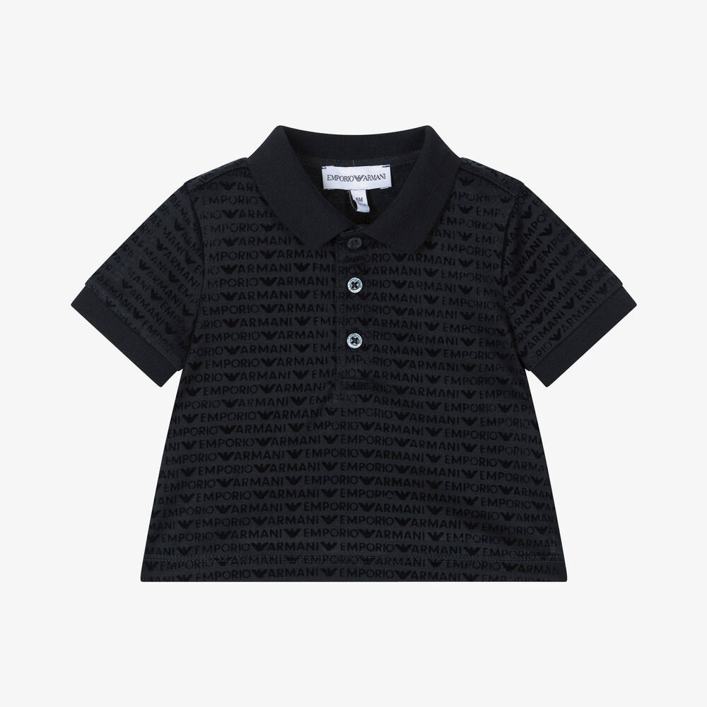 Emporio Armani - Baby Boys Navy Blue Lyocell Polo Shirt | Childrensalon