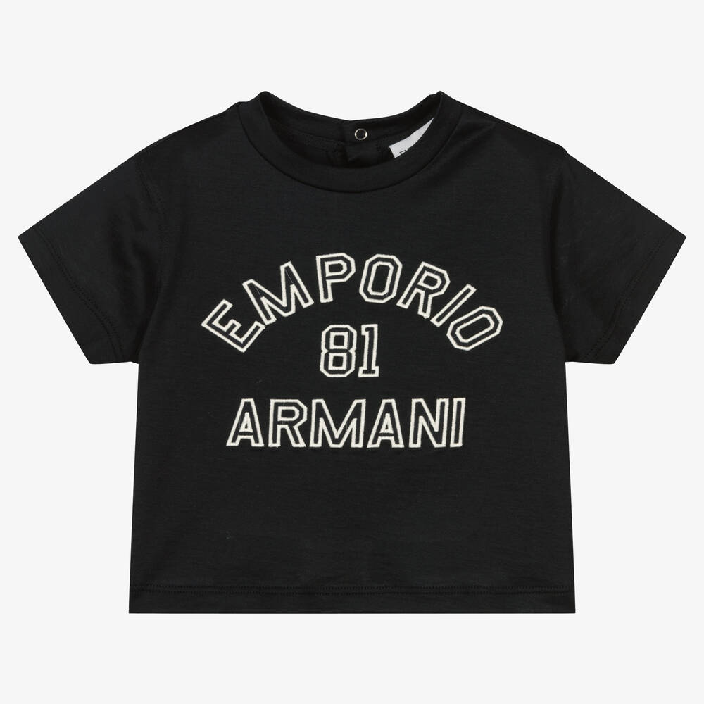 Emporio Armani - T-shirt bleu marine en Lyocell bébé | Childrensalon