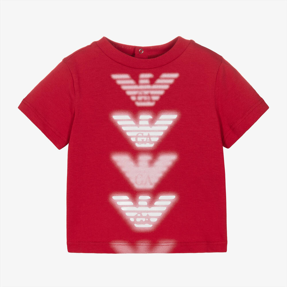 Emporio Armani - Baby Boys Red & White Eagle T-Shirt | Childrensalon