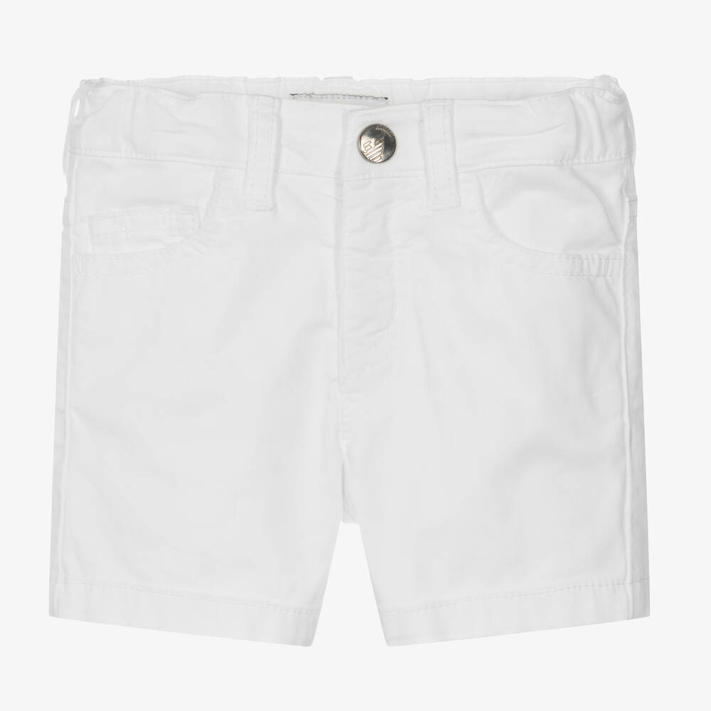 Emporio Armani - Baby Boys White Cotton Shorts | Childrensalon