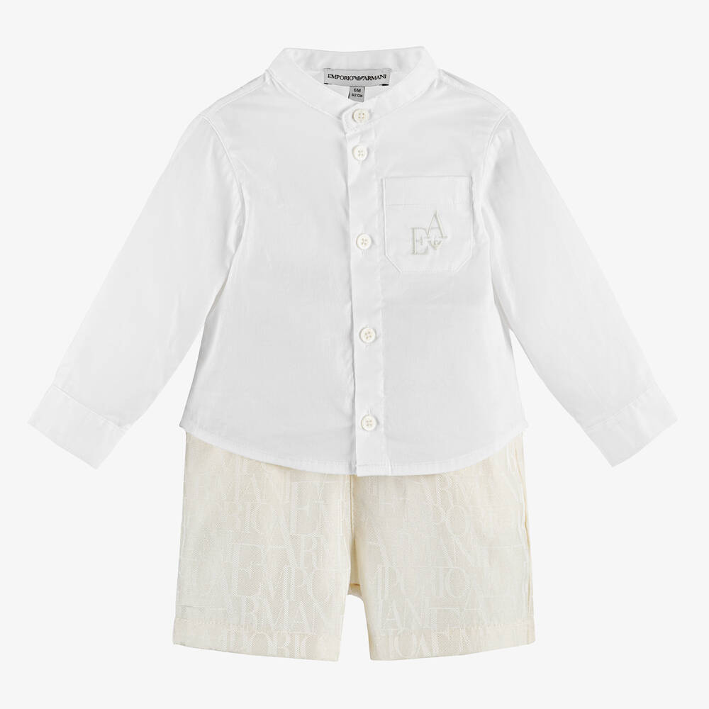 Emporio Armani - Baby Boys White & Ivory Shorts Set | Childrensalon