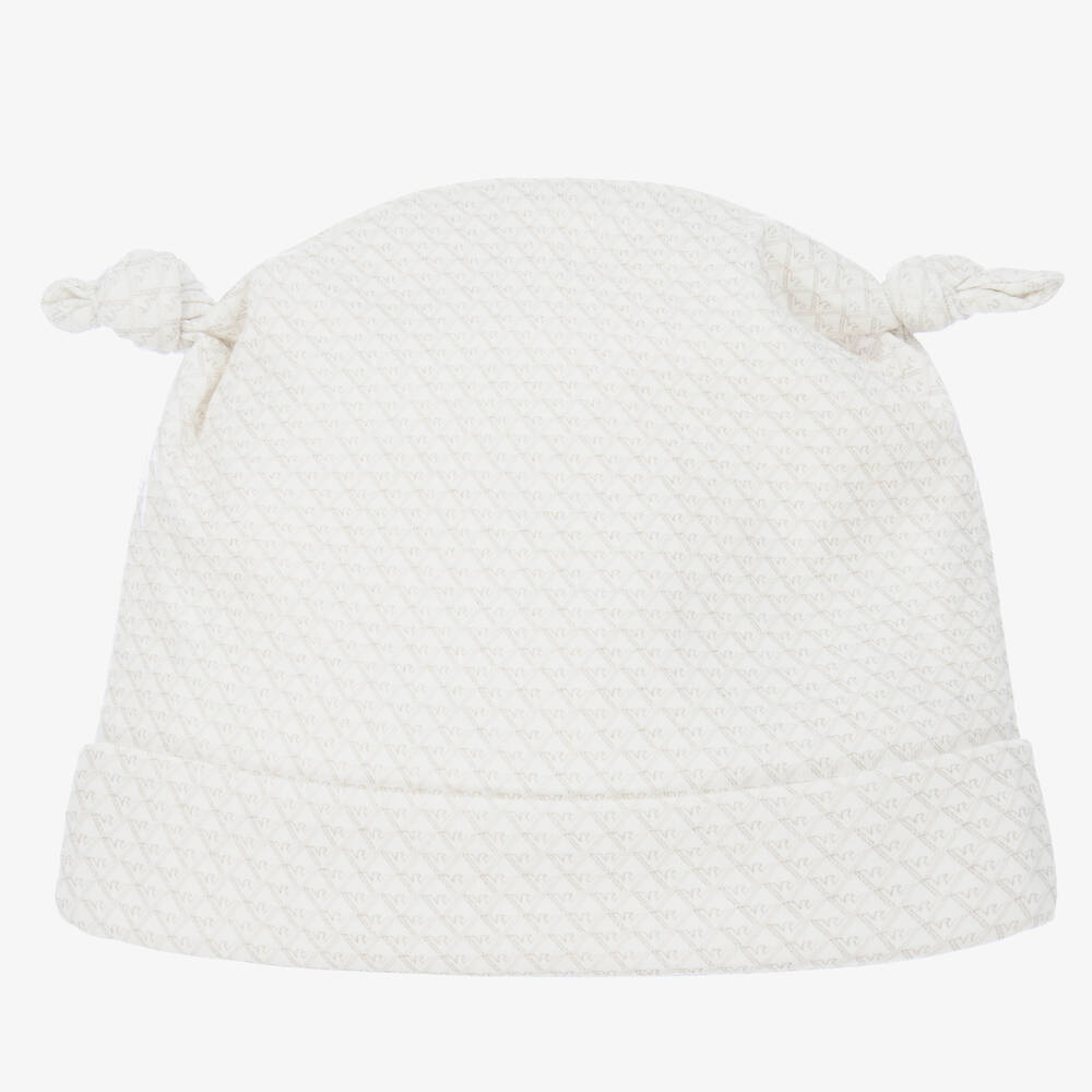 Emporio Armani - Кремовая хлопковая шапочка для малышей | Childrensalon